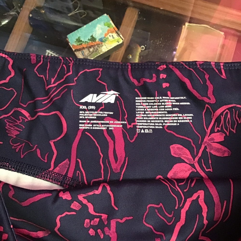 Avia Bike Shorts Plus Size XXL Navy Pink Floral - Picture 3 of 9